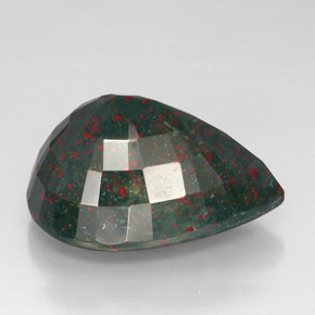 57.45 карата, натуральный Пятнисто-зеленый Кровавый Камень/Гелиотроп, Форма груши, Непрозрачный