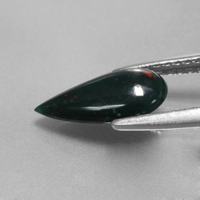 1.07 карата, натуральный Пятнисто-зеленый Кровавый Камень/Гелиотроп, Форма груши, Непрозрачный