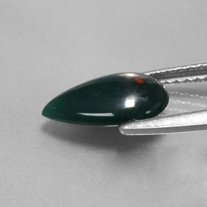 1.18 карата, натуральный Пятнисто-зеленый Кровавый Камень/Гелиотроп, Форма груши, Непрозрачный