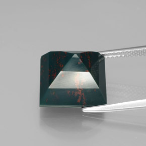 9.60 карата, натуральный Пятнисто-зеленый Кровавый Камень/Гелиотроп, Квадрат, Непрозрачный