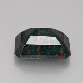 9.75 карата, натуральный Пятнисто-зеленый Кровавый Камень/Гелиотроп, Изумрудная огранка, Непрозрачный