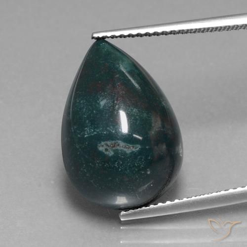 11.48ct Натуральный Голубовато-зеленый Кровавый Камень/Гелиотроп, Форма груши, Непрозрачный