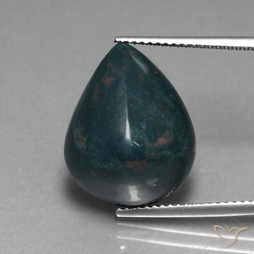 10.91ct Натуральный Средний темно-зеленый Кровавый Камень/Гелиотроп, Форма груши, Непрозрачный