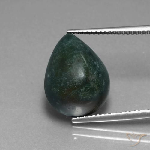 10.04ct Натуральный Травянисто-зелёный Кровавый Камень/Гелиотроп, Форма груши, Непрозрачный