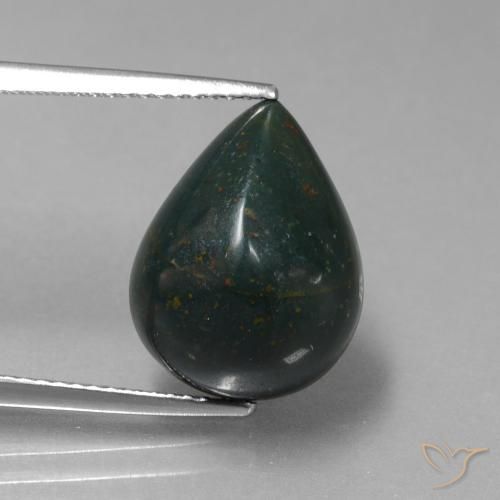 8.57ct Натуральный Темно-зеленый Кровавый Камень/Гелиотроп, Форма груши, Непрозрачный