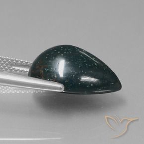 8.83 карата, натуральный Темно-зеленый Кровавый Камень/Гелиотроп, Форма груши, Непрозрачный