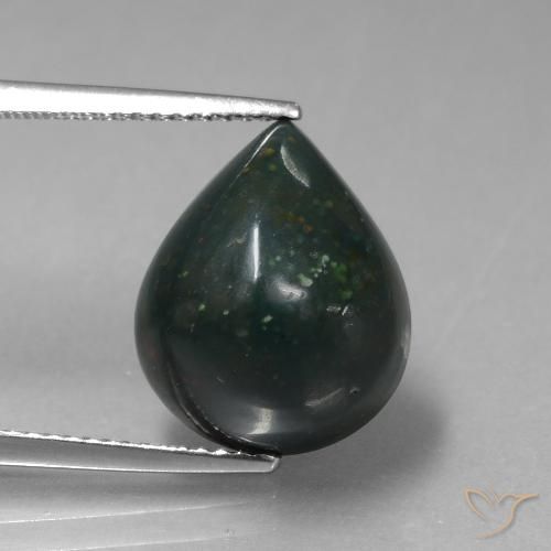 8.78ct Натуральный Темно-зеленый Кровавый Камень/Гелиотроп, Форма груши, Непрозрачный