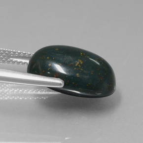 9.11 карата, натуральный Пятнисто-зеленый Кровавый Камень/Гелиотроп, Огранка Овал, Непрозрачный