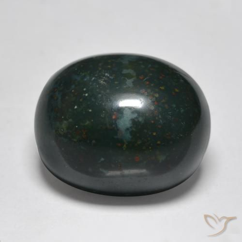 12.20ct Натуральный Темно-зеленый Кровавый Камень/Гелиотроп, Овал, Непрозрачный
