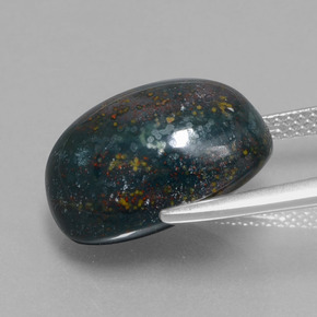 12.09 карата, натуральный Пятнисто-зеленый Кровавый Камень/Гелиотроп, Огранка Овал, Непрозрачный