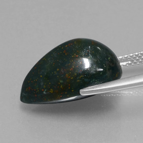 9.48 карата, натуральный Пятнисто-зеленый Кровавый Камень/Гелиотроп, Форма груши, Непрозрачный