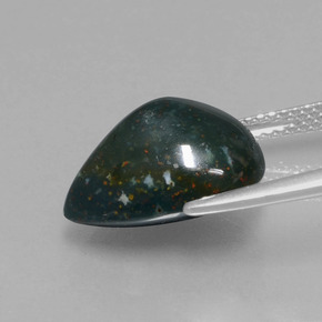 7.99 карата, натуральный Пятнисто-зеленый Кровавый Камень/Гелиотроп, Форма груши, Непрозрачный