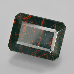 9.25 карата, натуральный Пятнисто-зеленый Кровавый Камень/Гелиотроп, Изумрудная огранка, Непрозрачный