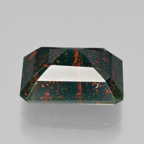 9.25 карата, натуральный Пятнисто-зеленый Кровавый Камень/Гелиотроп, Изумрудная огранка, Непрозрачный