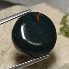 17.09 карата, натуральный Темно-зеленый Кровавый Камень/Гелиотроп, Огранка Круг, Непрозрачный