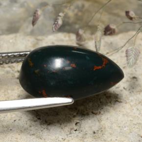 5.77 карата, натуральный Пятнисто-зеленый Кровавый Камень/Гелиотроп, Форма груши, Непрозрачный