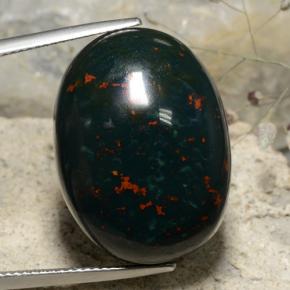 35.01 карата, натуральный Пятнисто-зеленый Кровавый Камень/Гелиотроп, Огранка Овал, Непрозрачный