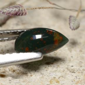 0.44 карата, натуральный Зеленый Кровавый Камень/Гелиотроп, Форма груши, Непрозрачный