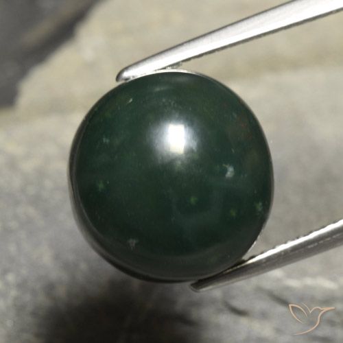 13.42ct Натуральный Темно-зеленый Кровавый Камень/Гелиотроп, Круглый, Непрозрачный