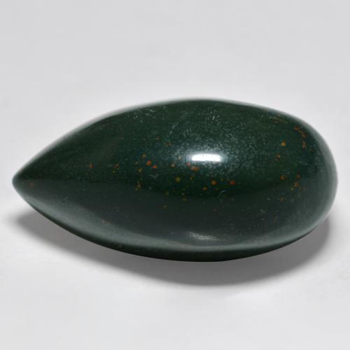 34.22 карата, натуральный Зеленый различных оттенков Кровавый Камень/Гелиотроп, Форма груши, Непрозрачный