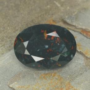 6.55 карата, натуральный Пятнисто-зеленый Кровавый Камень/Гелиотроп, Огранка Овал, Непрозрачный