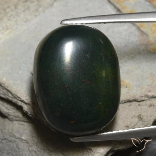 18.22ct Натуральный Травянисто-зелёный Кровавый Камень/Гелиотроп, Овал, Непрозрачный