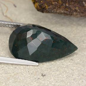 9.55 карата, натуральный Травянисто-зелёный Кровавый Камень/Гелиотроп, Форма груши, Непрозрачный