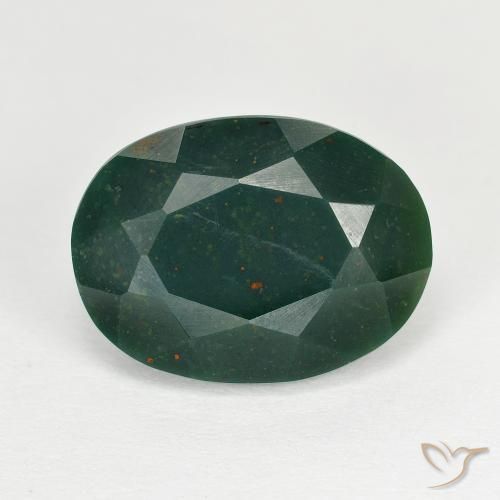 8.39ct Натуральный Темно-зеленый Кровавый Камень/Гелиотроп, Овал, Непрозрачный