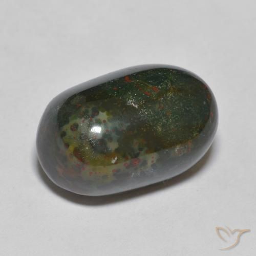 10.90ct Натуральный Темно-зеленый Кровавый Камень/Гелиотроп, Овал, Непрозрачный