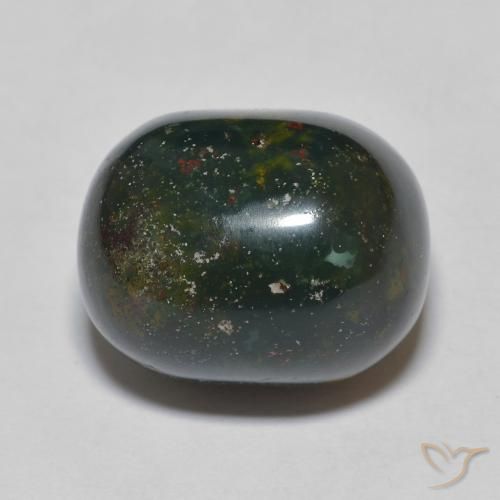 15.81ct Натуральный Травянисто-зелёный Кровавый Камень/Гелиотроп, Овал, Непрозрачный