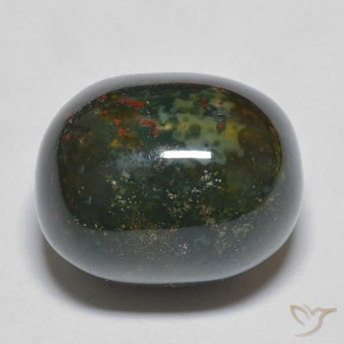 21.64ct Натуральный Зеленый и красный Кровавый Камень/Гелиотроп, Овал, Непрозрачный