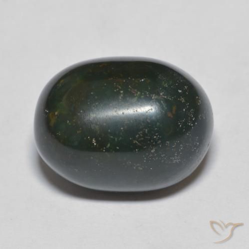 12.54ct Натуральный Темно-зеленый Кровавый Камень/Гелиотроп, Овал, Непрозрачный