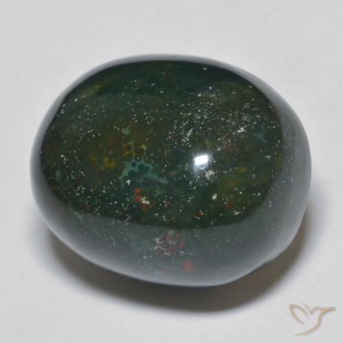 24.76ct Натуральный Темно-зеленый Кровавый Камень/Гелиотроп, Овал, Непрозрачный