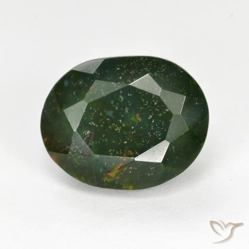 6.95ct Натуральный Травянисто-зелёный Кровавый Камень/Гелиотроп, Овал, Непрозрачный