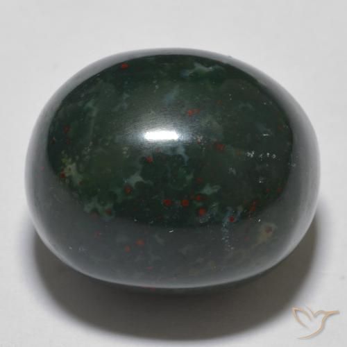 15.30ct Натуральный Травянисто-зелёный Кровавый Камень/Гелиотроп, Овал, Непрозрачный