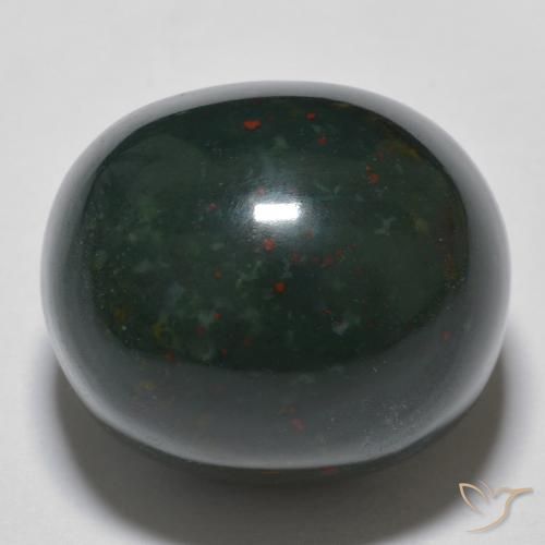 19.31ct Натуральный Темно-зеленый Кровавый Камень/Гелиотроп, Овал, Непрозрачный