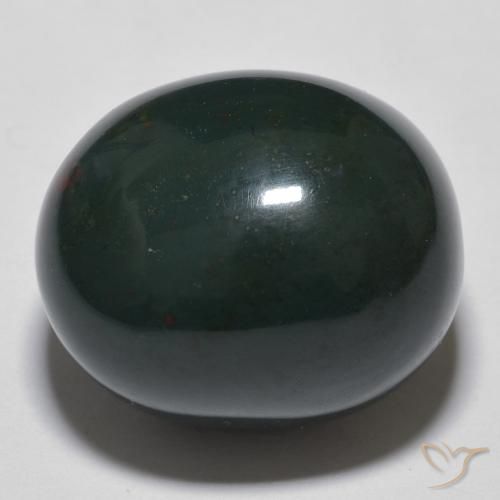 19.10ct Натуральный Темно-зеленый Кровавый Камень/Гелиотроп, Овал, Непрозрачный