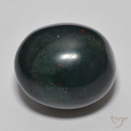 31.10ct Натуральный Темно-зеленый Кровавый Камень/Гелиотроп, Овал, Непрозрачный