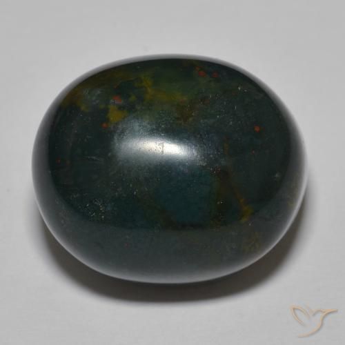 30.34ct Натуральный Средний темно-зеленый Кровавый Камень/Гелиотроп, Овал, Непрозрачный