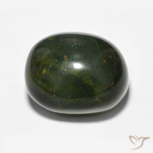 13.69ct Натуральный Средний зеленый Кровавый Камень/Гелиотроп, Овал, Непрозрачный