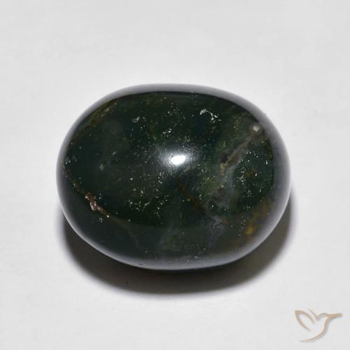 12.81ct Натуральный Темно-зеленый Кровавый Камень/Гелиотроп, Овал, Непрозрачный