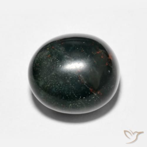 7.15ct Натуральный Темно-зеленый Кровавый Камень/Гелиотроп, Овал, Непрозрачный