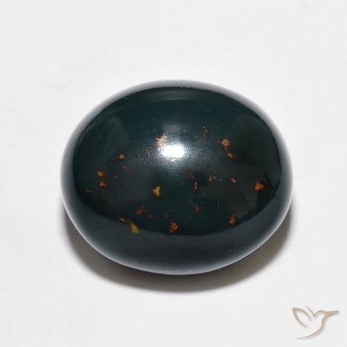 8.78ct Натуральный Темно-зеленый Кровавый Камень/Гелиотроп, Овал, Непрозрачный