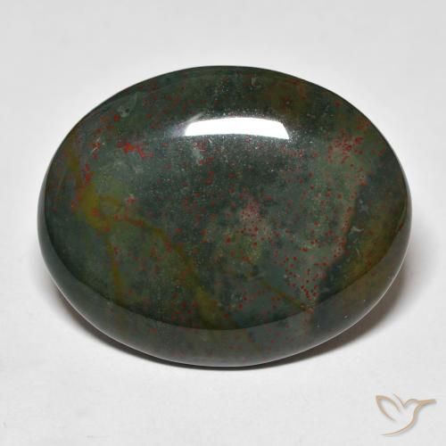 36.25ct Натуральный Зеленый и красный Кровавый Камень/Гелиотроп, Овал, Непрозрачный