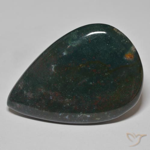 67.25ct Натуральный Травянисто-зелёный Кровавый Камень/Гелиотроп, Форма груши, Непрозрачный