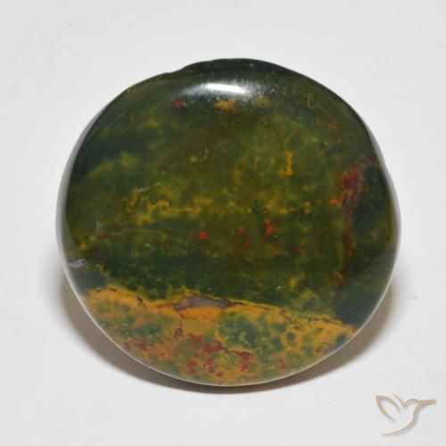 34.52ct Натуральный Многоцветный Кровавый Камень/Гелиотроп, Круглый, Непрозрачный