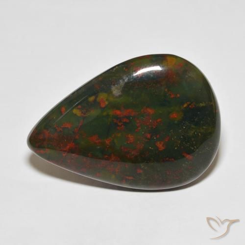 34.70ct Натуральный Многоцветный Кровавый Камень/Гелиотроп, Форма груши, Непрозрачный