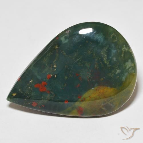 25.40ct Натуральный Зеленый и красный Кровавый Камень/Гелиотроп, Форма груши, Непрозрачный