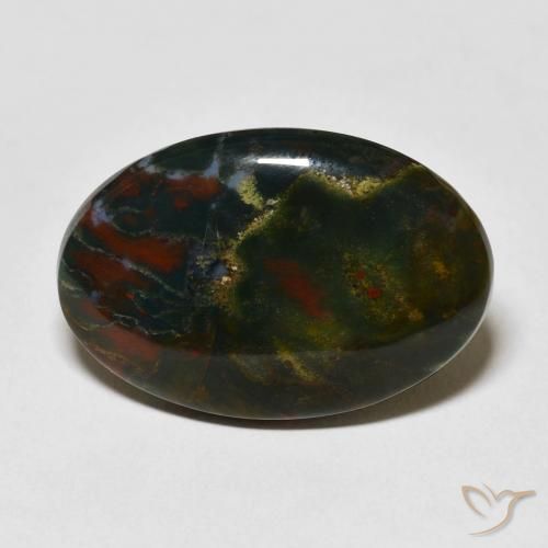 16.79ct Натуральный Многоцветный Кровавый Камень/Гелиотроп, Овал, Непрозрачный