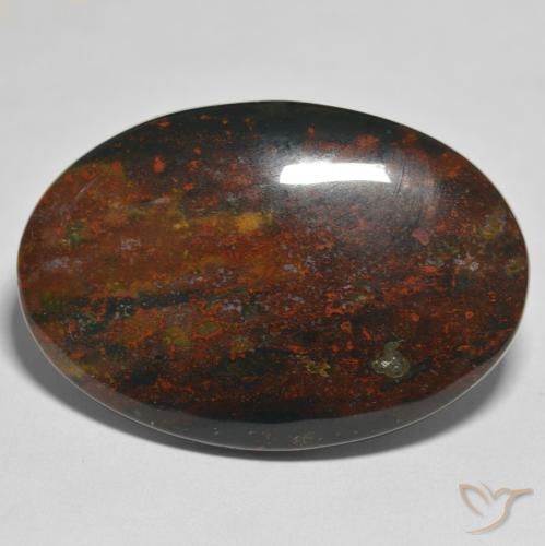 44.08ct Натуральный Многоцветный Кровавый Камень/Гелиотроп, Овал, Непрозрачный